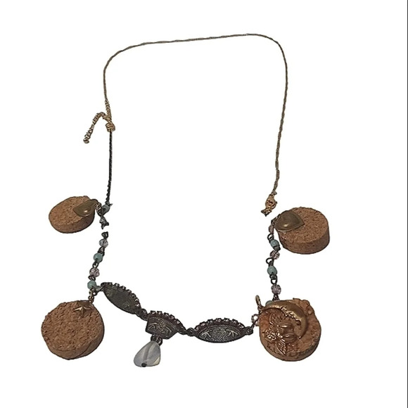 Handmade Heart Cork Charm Crescent Moon Angel Mini Star Necklace - Picture 2 of 7